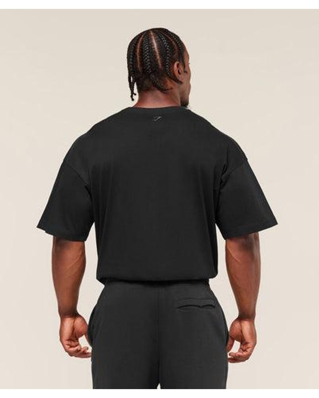 GYMSHARK Black Olde English T-Shirt for men