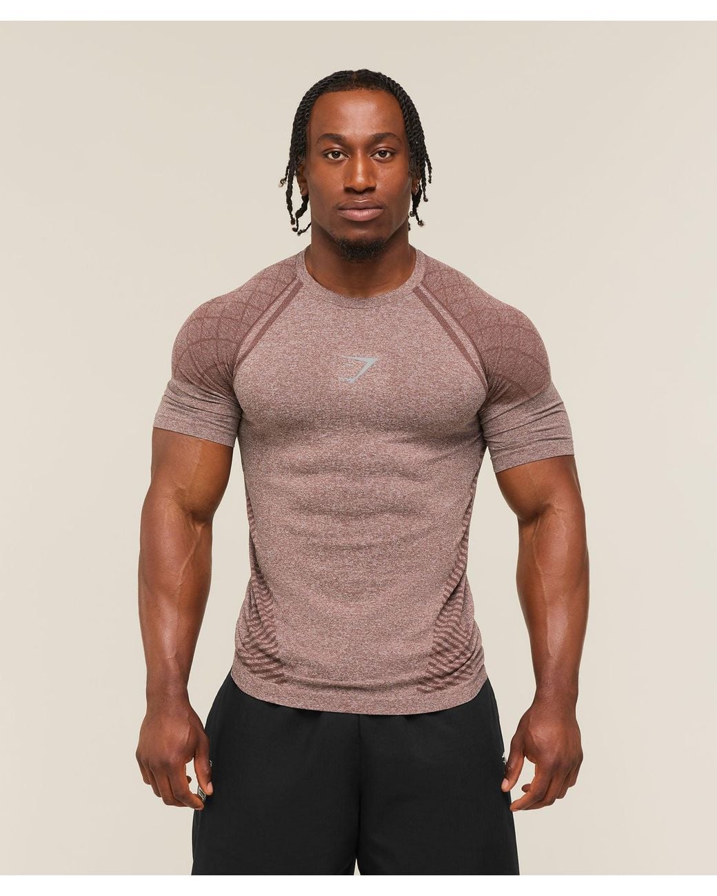 GYMSHARK Red Devant Seamless T-Shirt for men