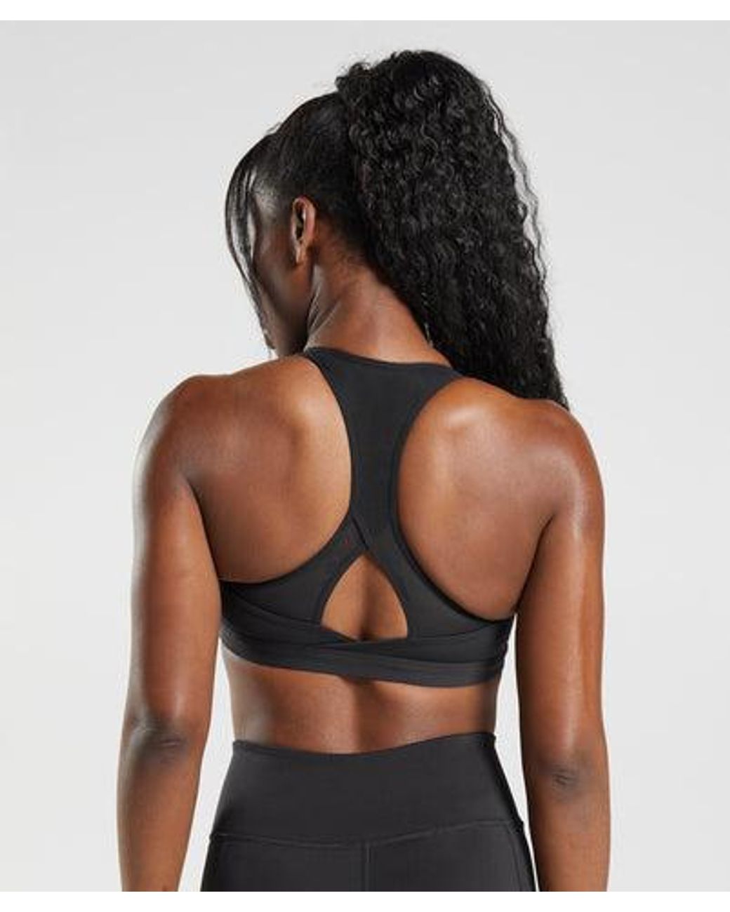 GYMSHARK Black Crossover Sports Bra