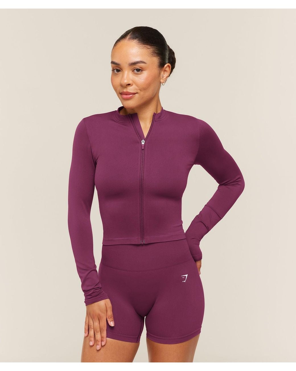 GYMSHARK Purple Everyday Seamless Zip Tracktop
