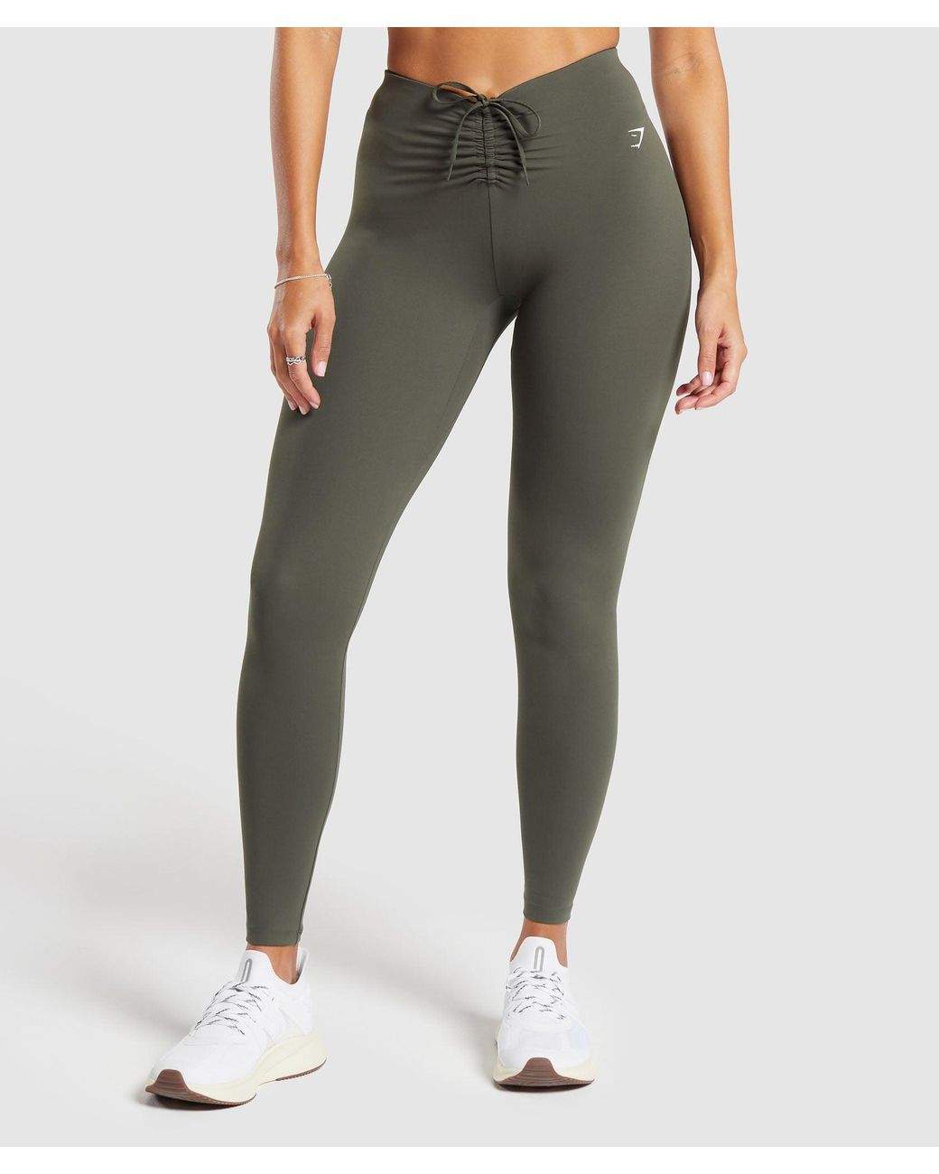 GYMSHARK Green Ruche Leggings