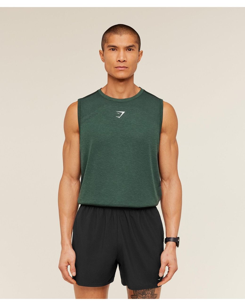 GYMSHARK Green Lightweight Seamless Tank for men