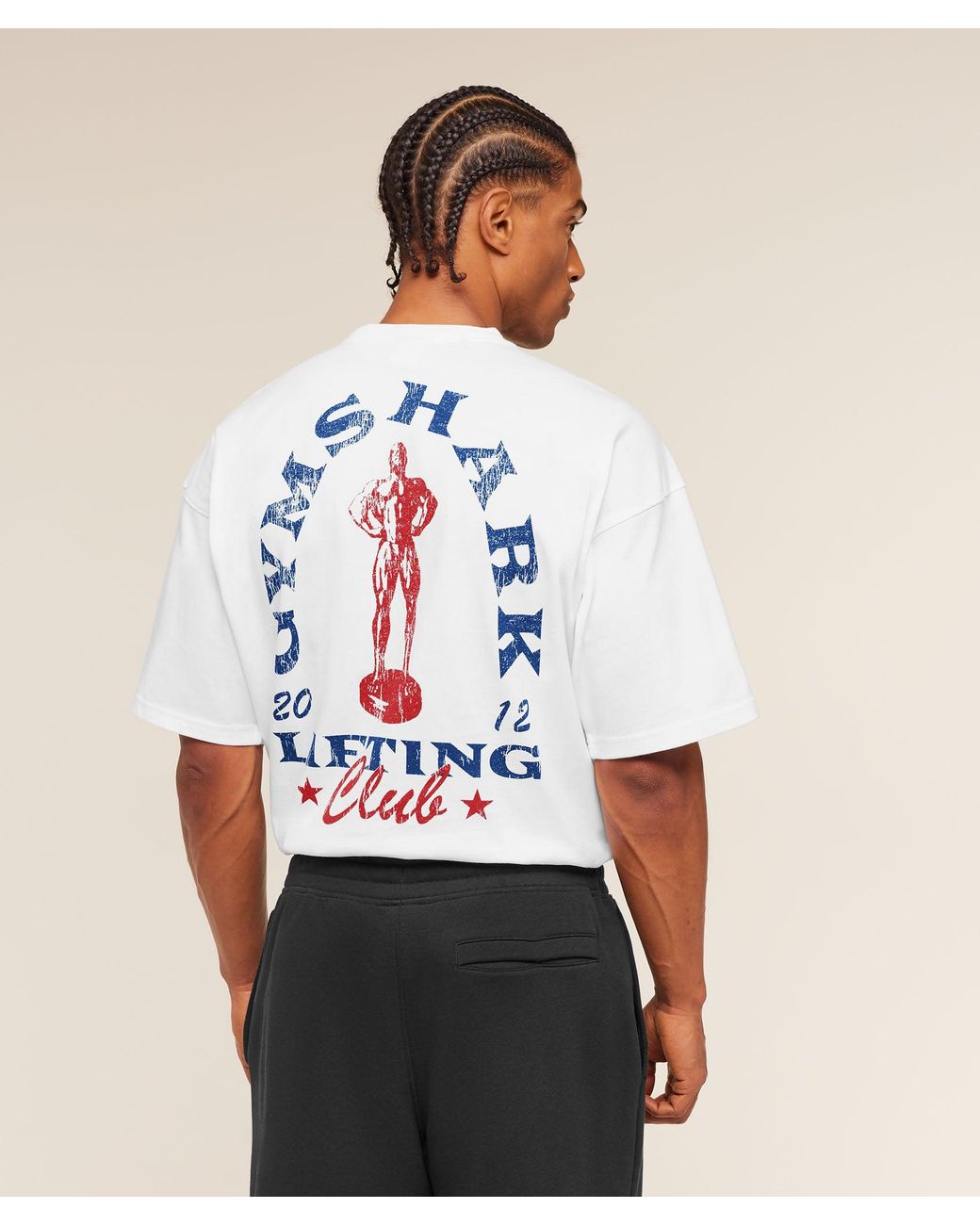 GYMSHARK White Trophy Graphic T-Shirt for men