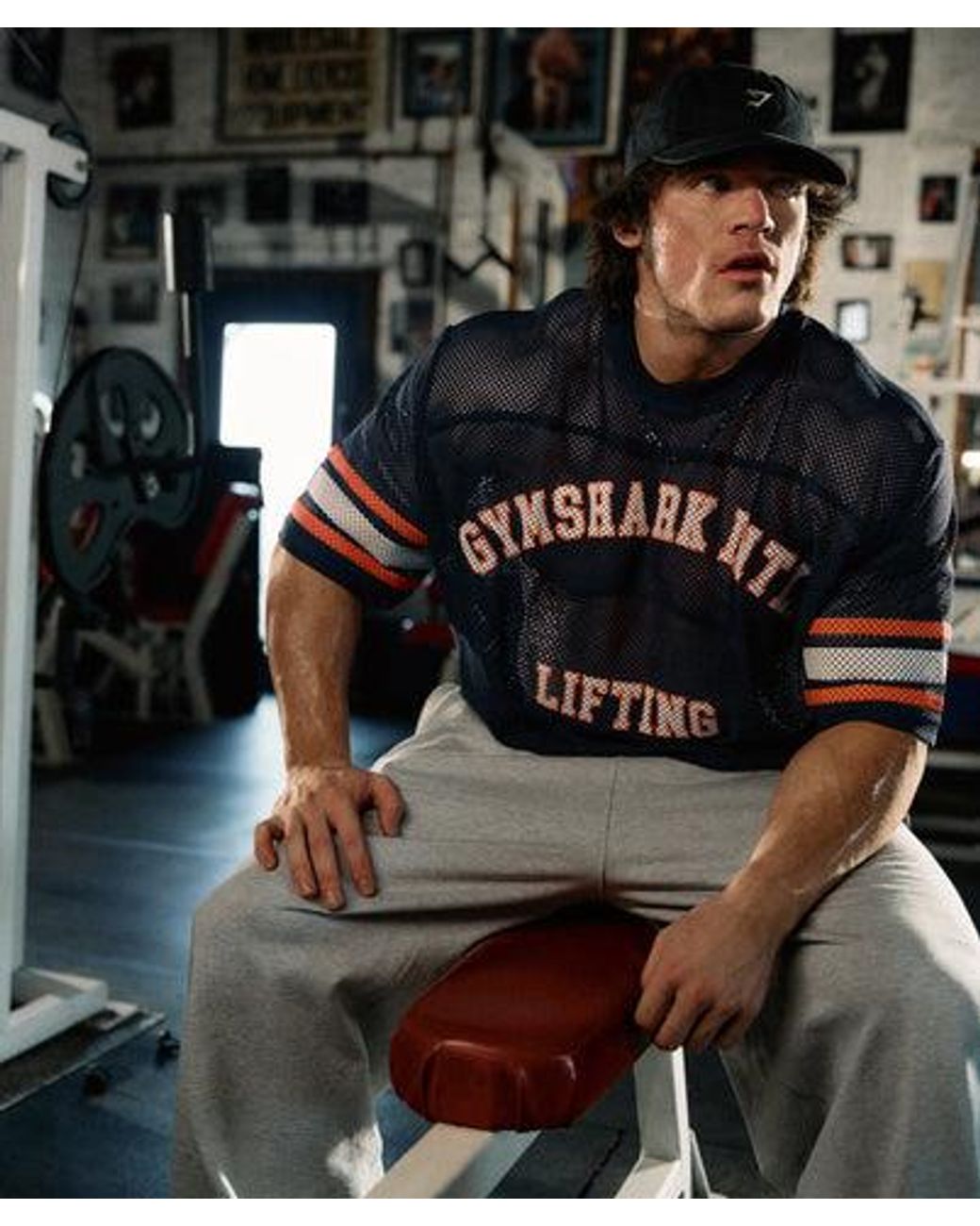 GYMSHARK Blue Collective Mesh Contrast Jersey for men