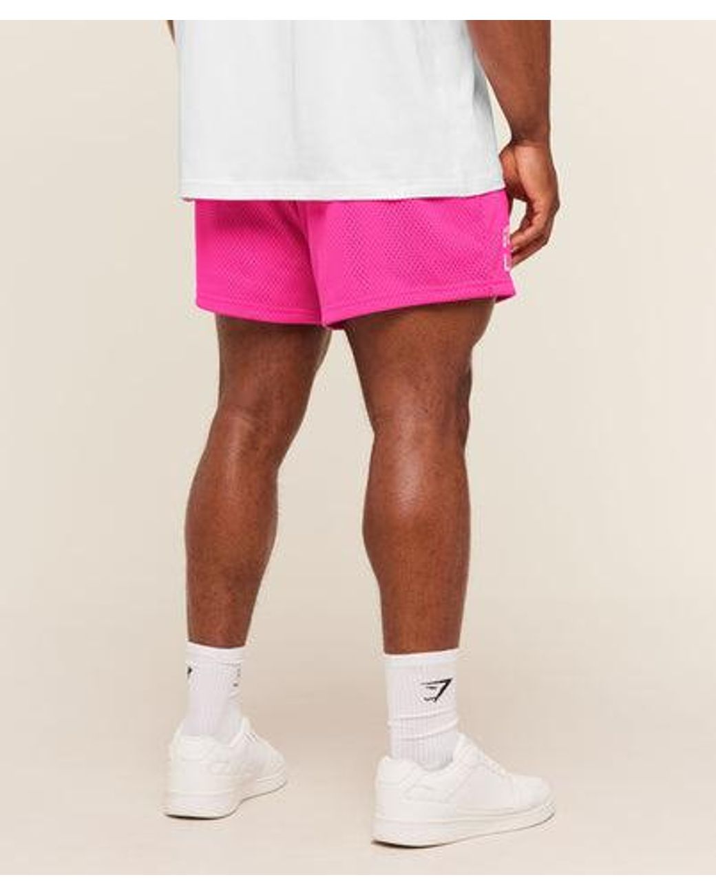 GYMSHARK Pink Lifting Mesh 5" Shorts for men