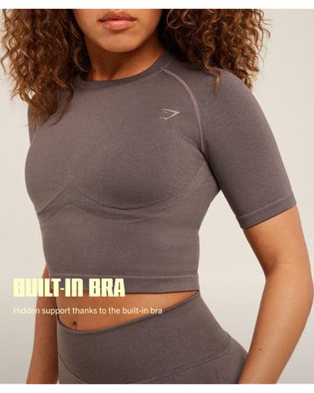 GYMSHARK Brown Lift Seamless Short Sleeve Top