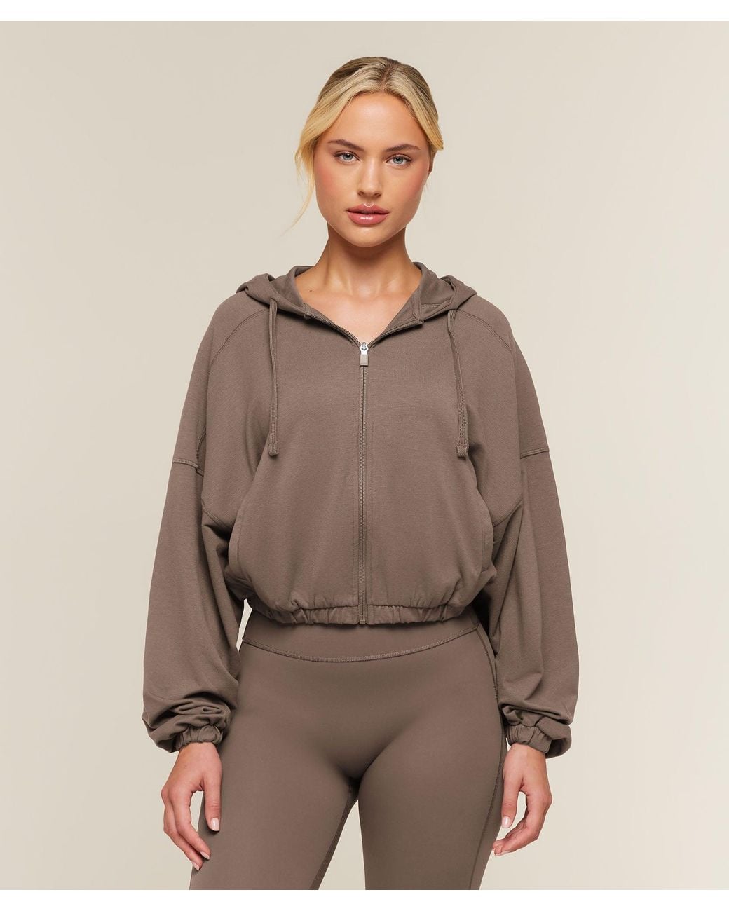 GYMSHARK Brown Lightweight Full Zip Pullover