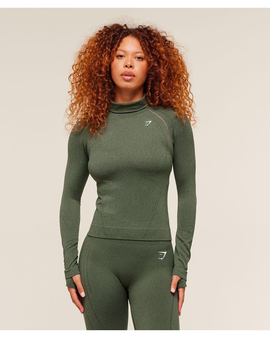 GYMSHARK Green Vital Seamless Warm Long Sleeve Top