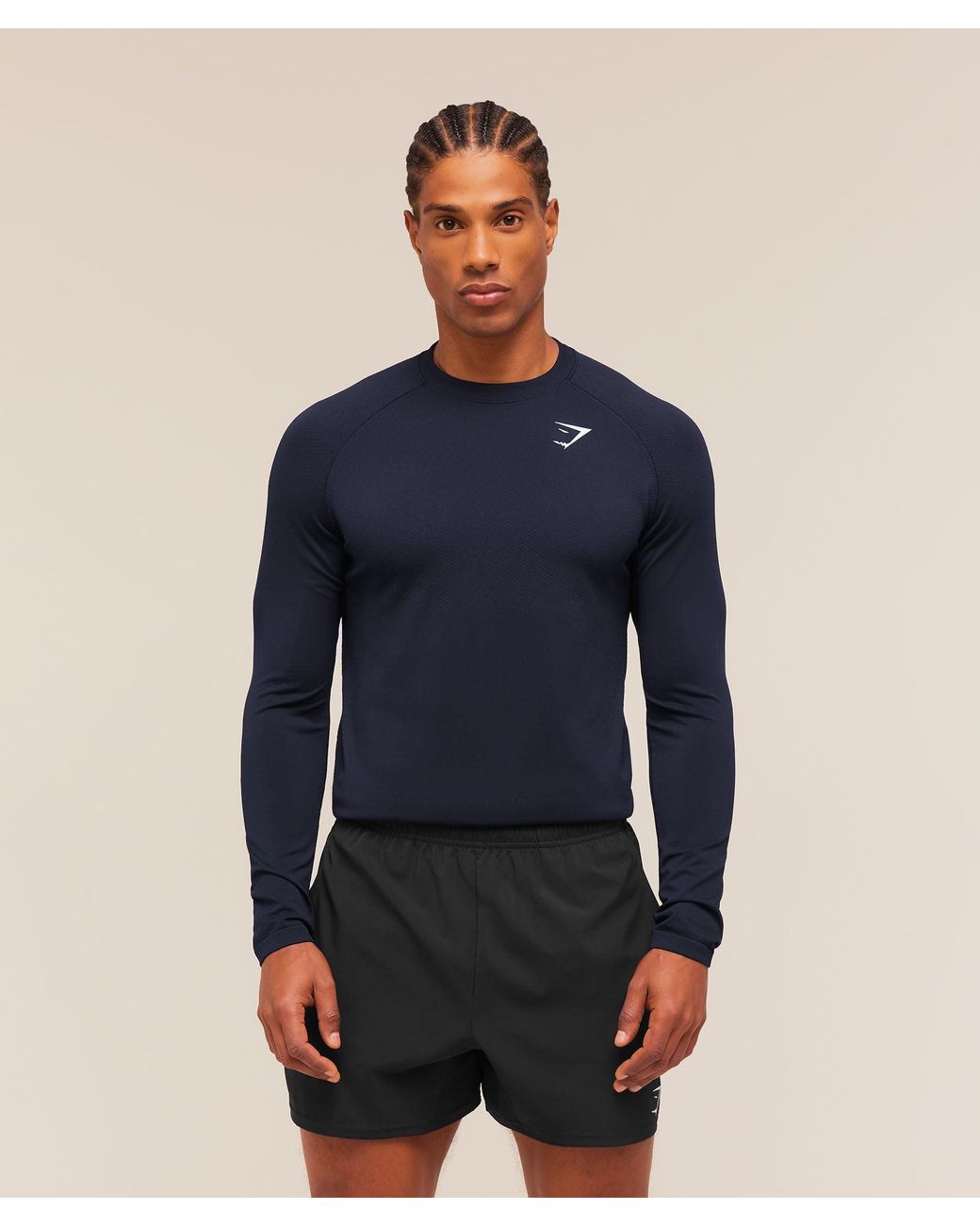 GYMSHARK Blue Vital Seamless Long Sleeve T-Shirt for men