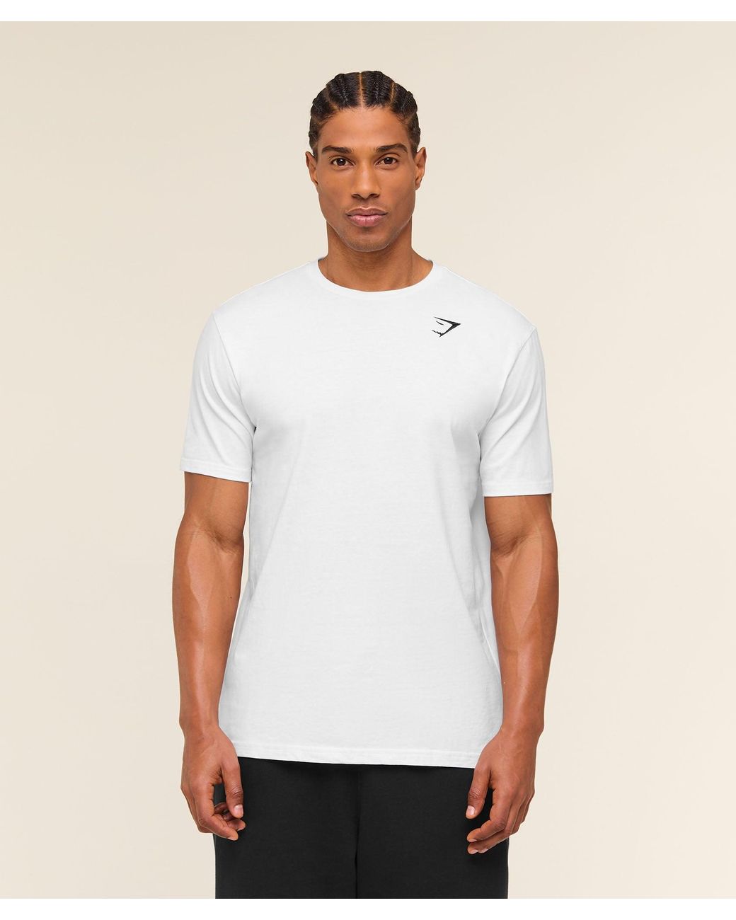GYMSHARK White Crest T-Shirt for men