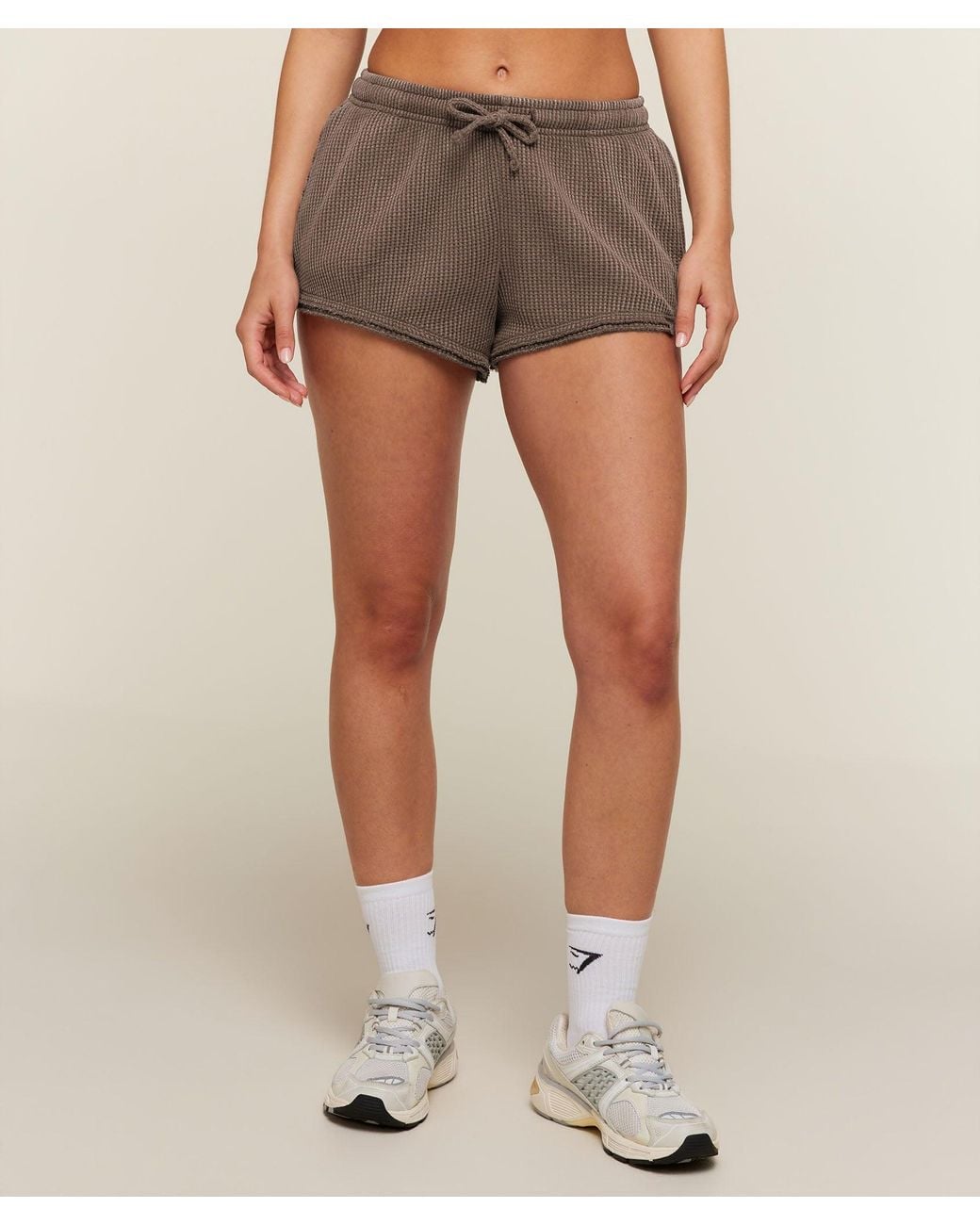 GYMSHARK Brown Washed Waffle Shorts
