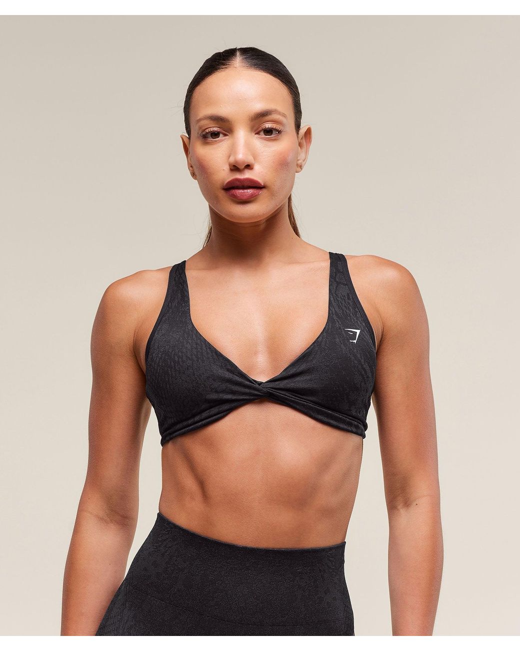 GYMSHARK Black Adapt Animal Seamless Twist Front Bra