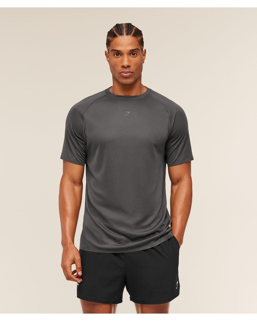 GYMSHARK Gray Hybrid Engineered Jacquard T-Shirt for men