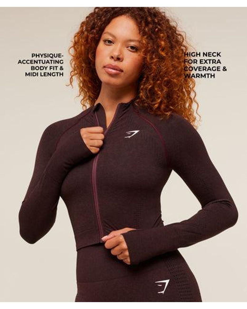 GYMSHARK Purple Vital Seamless Midi Zip 2.0 Pullover