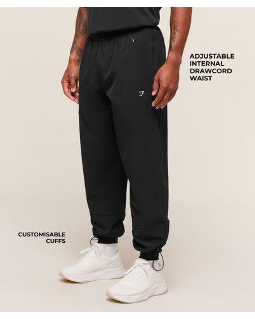 GYMSHARK Black Running Joggers for men