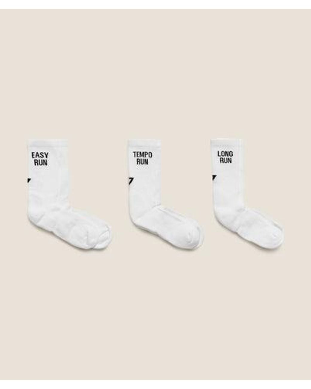 GYMSHARK Natural Running Graphic Performance Crew Sock 3Pk