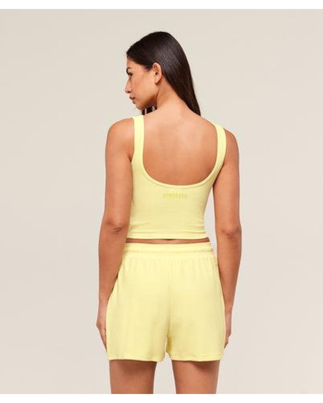 GYMSHARK Yellow Waffle Cropped Tank