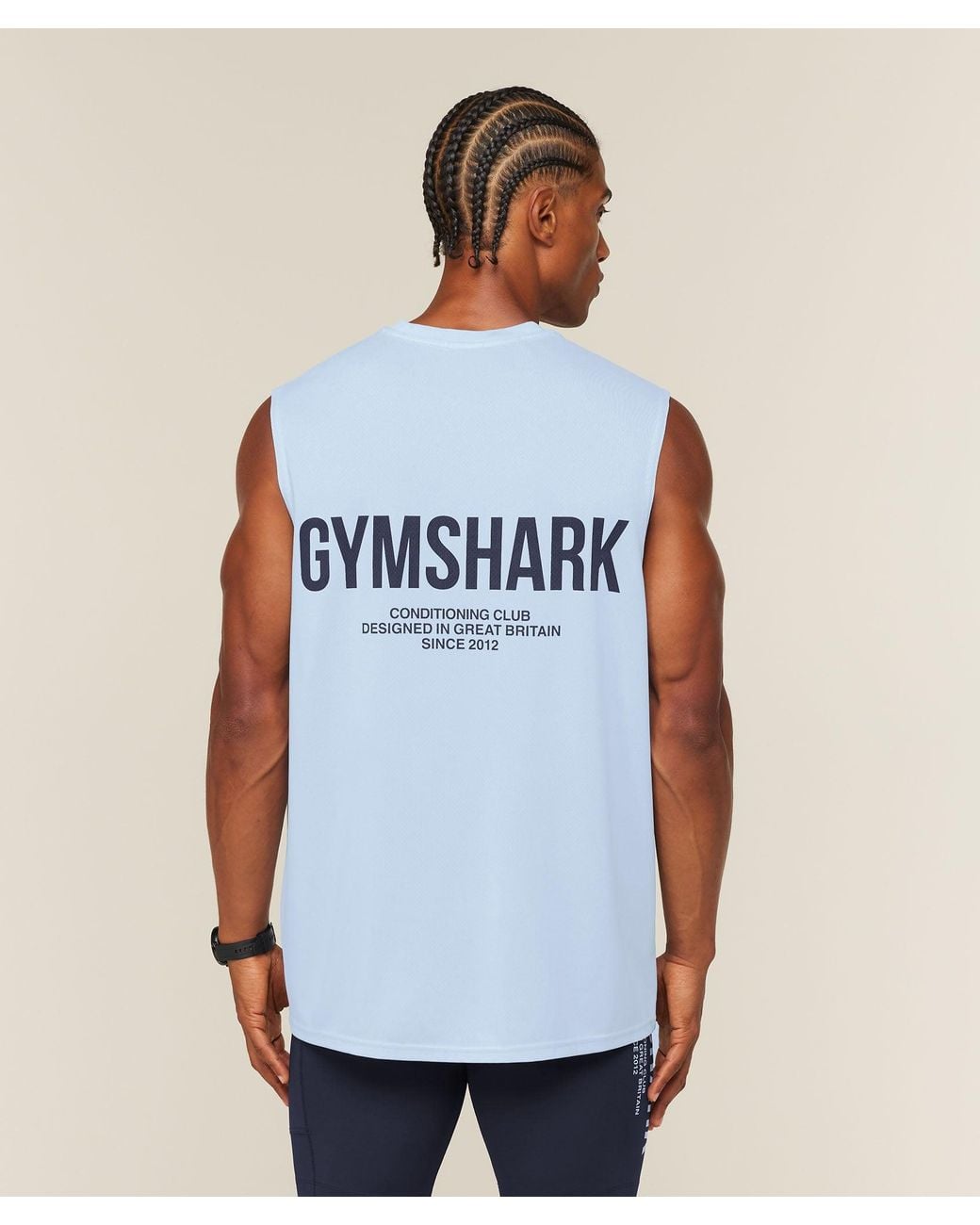 GYMSHARK Blue Conditioning Club Washed Tank for men