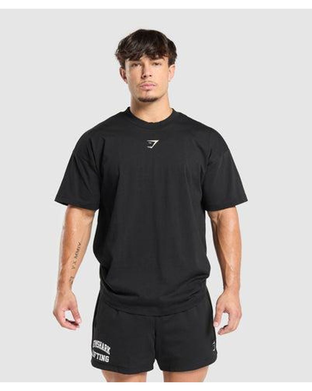 GYMSHARK Black Strength Department Graphic T-Shirt for men