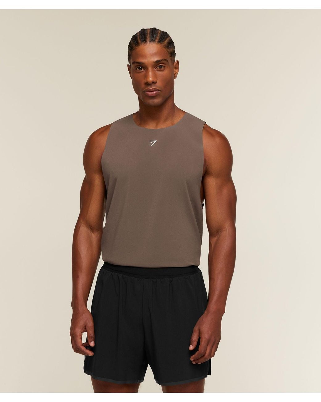 GYMSHARK Brown Hybrid Tank for men