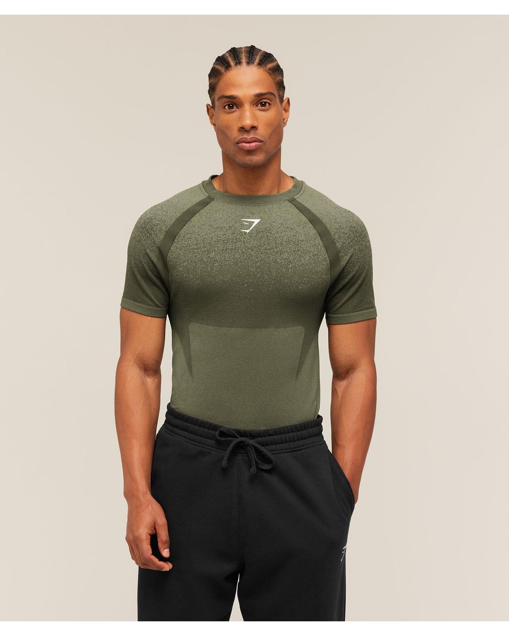 GYMSHARK Green Shadow Seamless T Shirt for men