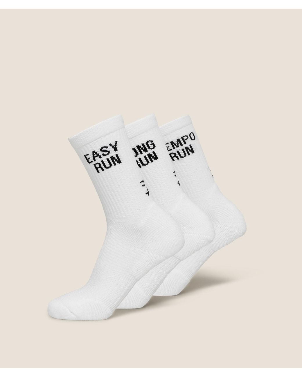 GYMSHARK Natural Running Graphic Performance Crew Sock 3Pk