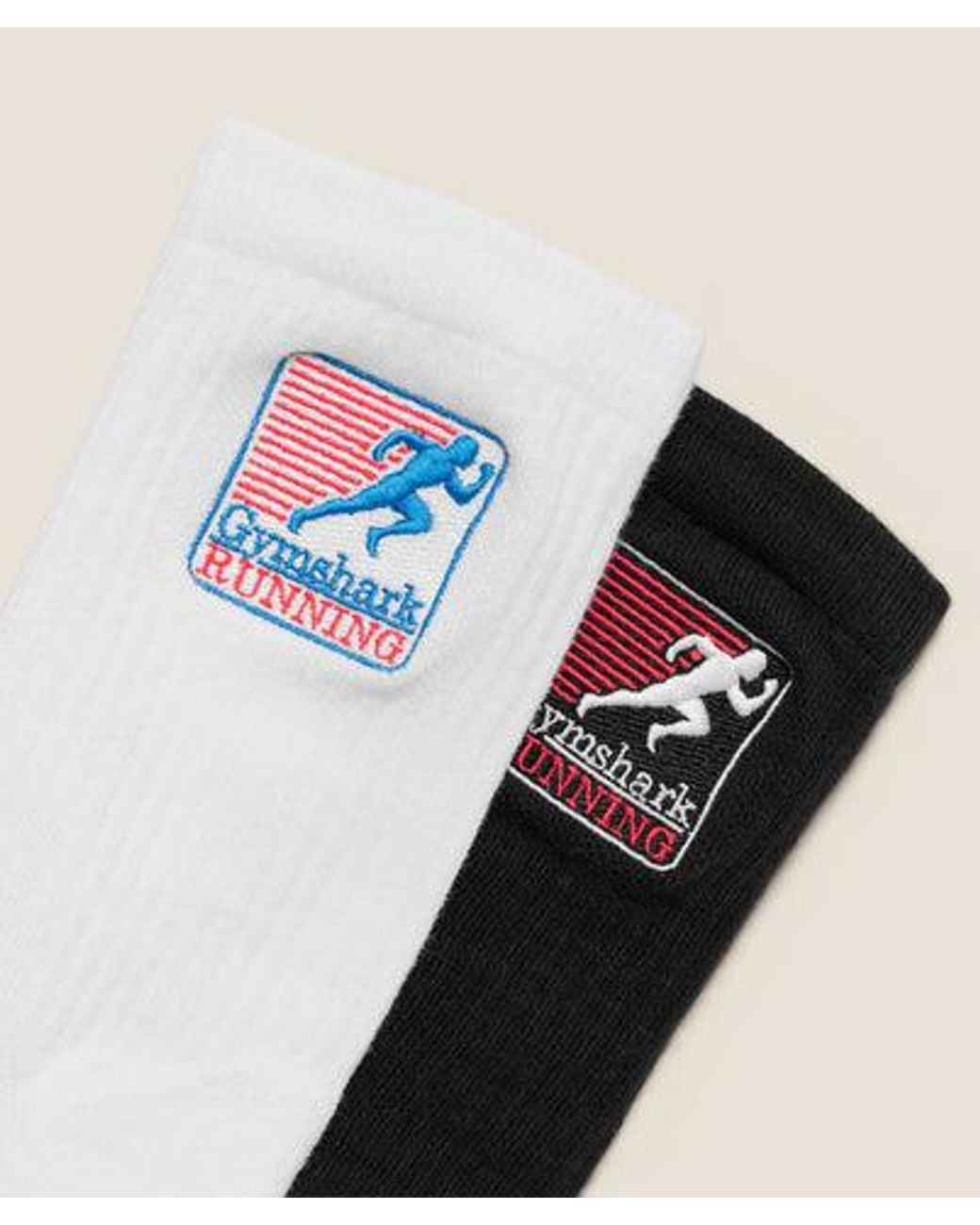 GYMSHARK Natural Running Graphic Crew Socks 2Pk
