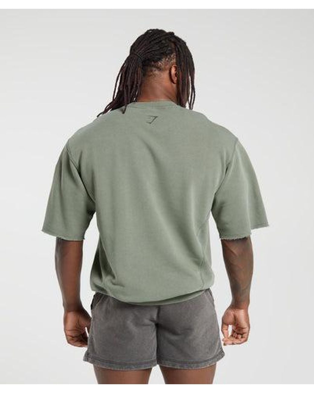 GYMSHARK Green Heritage Washed Short Sleeve Crew for men