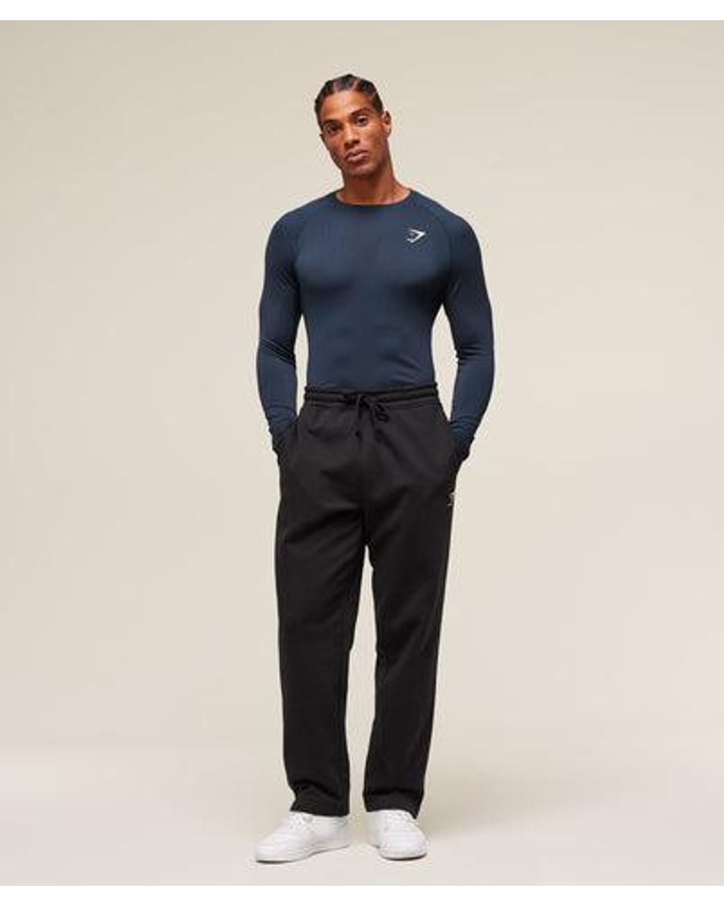 GYMSHARK Blue Geo Seamless Long Sleeve T-Shirt for men