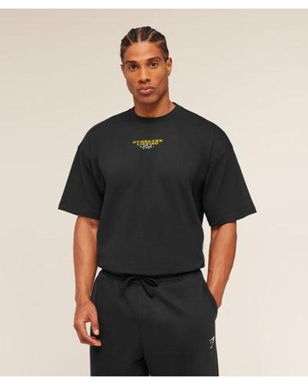 GYMSHARK Black Trophy Graphic T-Shirt for men