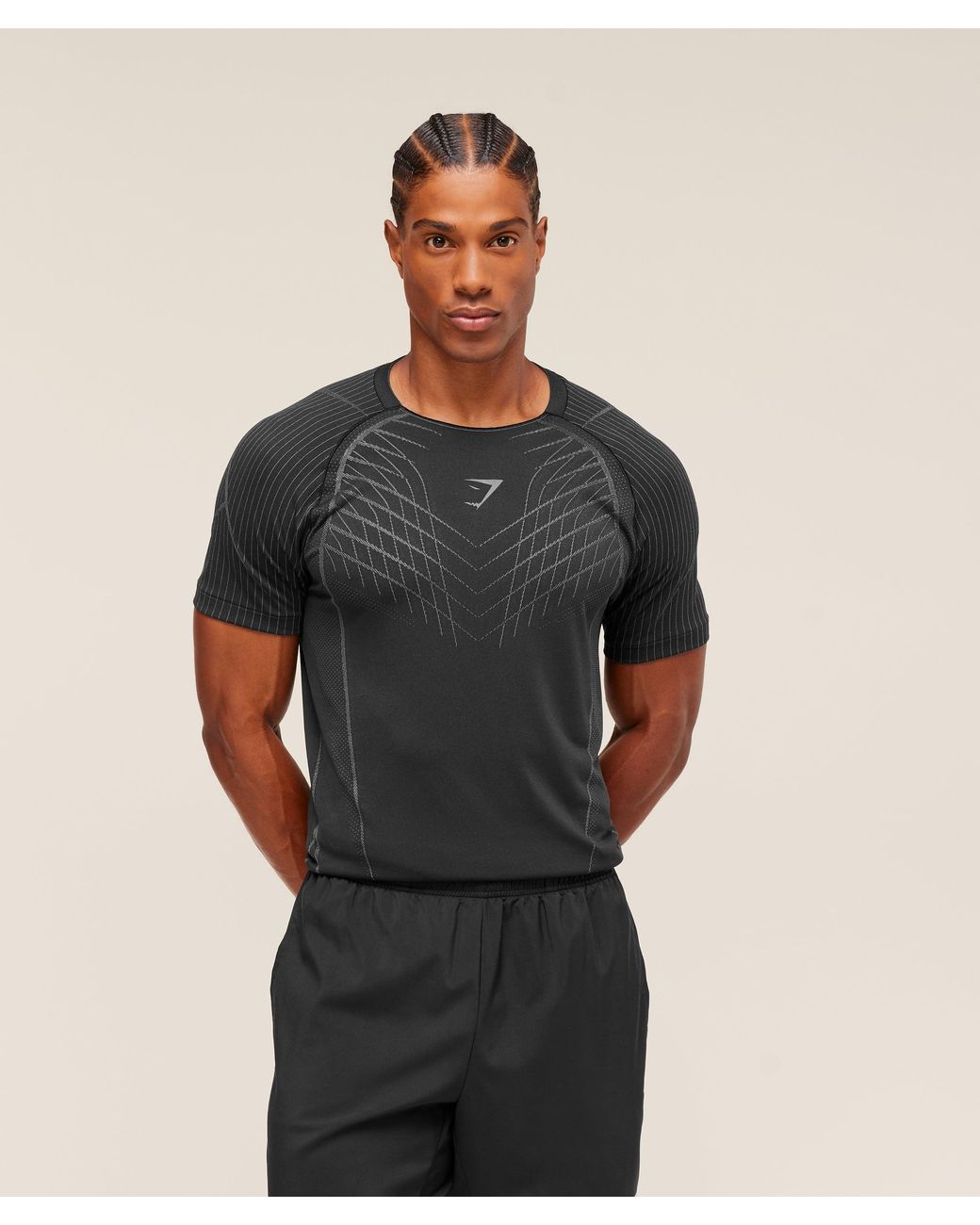 GYMSHARK Black Apex Seamless T-Shirt for men