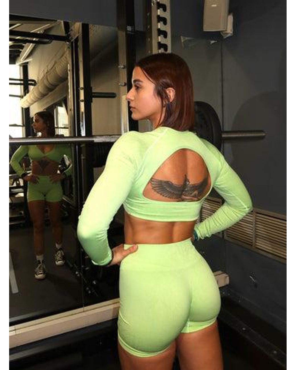 GYMSHARK Green Adapt Animal Long Sleeve Crop Top