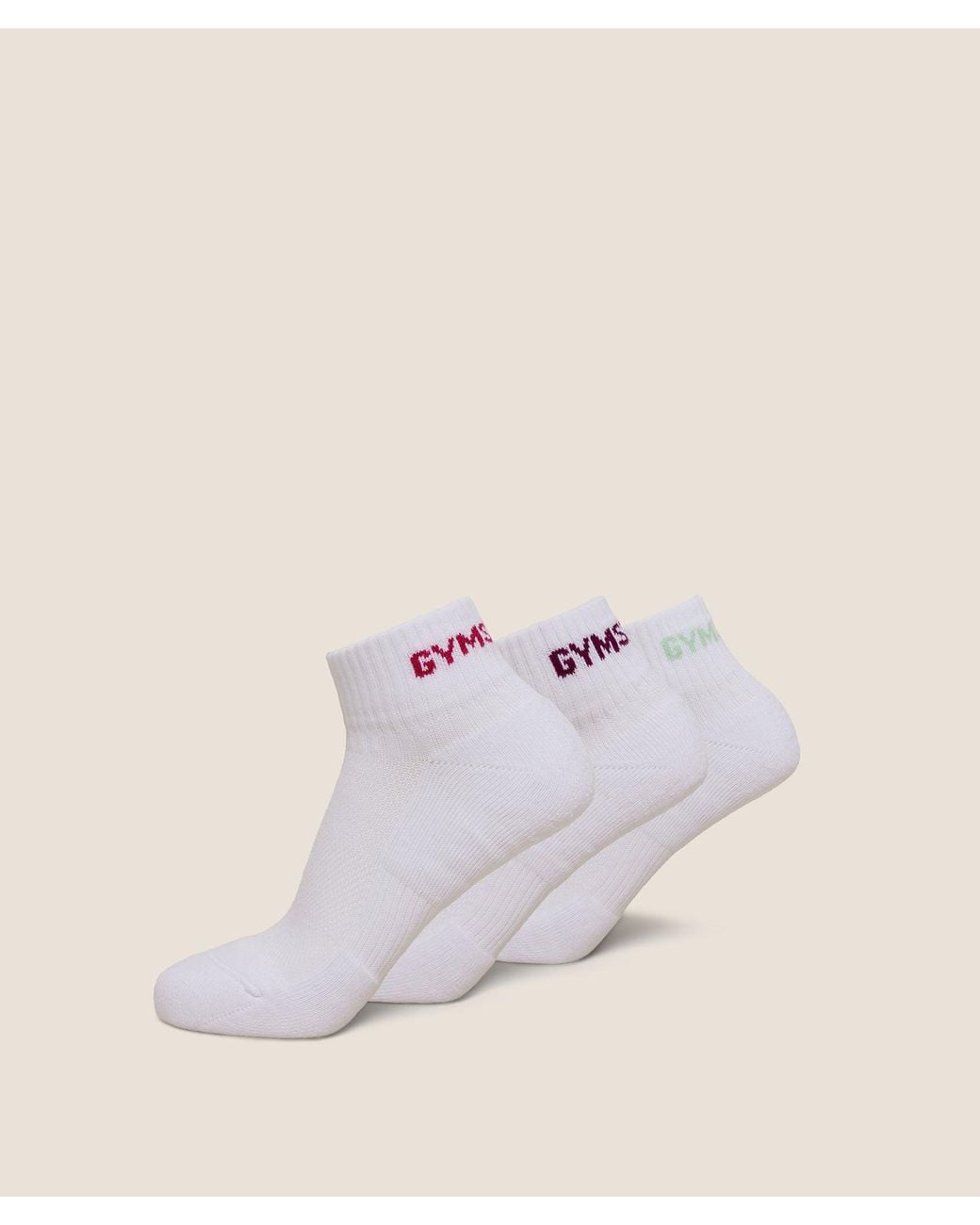 GYMSHARK Pink Gs Jacquard Quarter Socks 3Pk