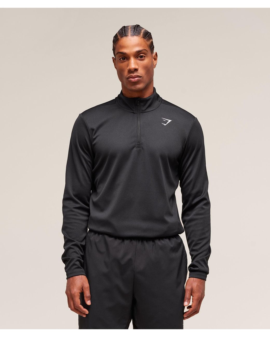 GYMSHARK Black Arrival 1/4 Zip for men