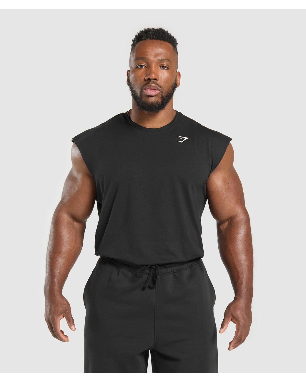 GYMSHARK Black Critical Cut Off Tank for men
