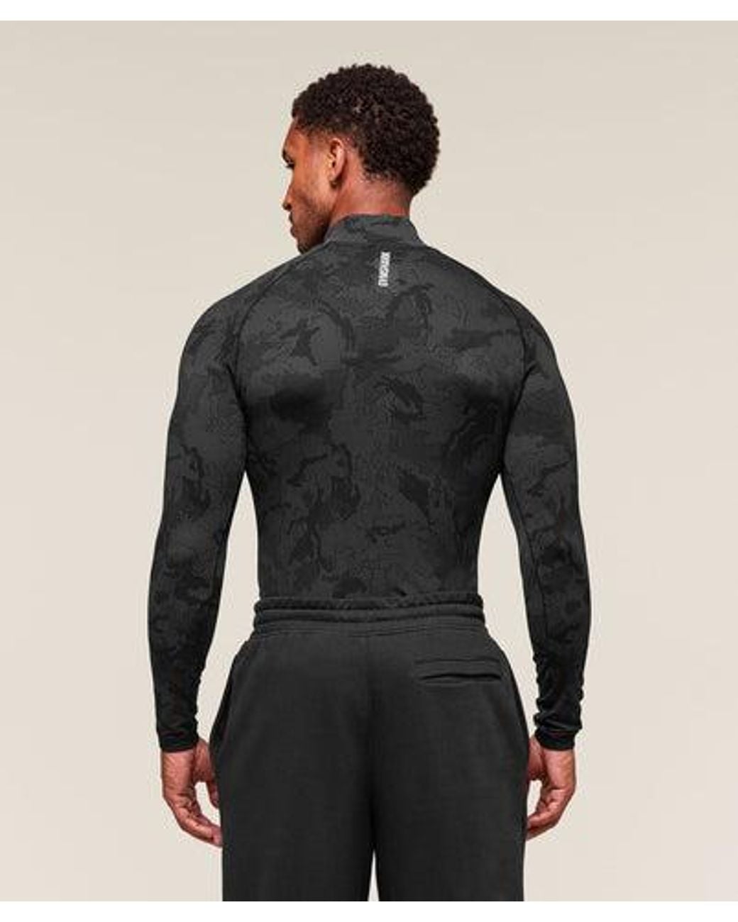 GYMSHARK Black Geo Seamless 1/4 Zip for men