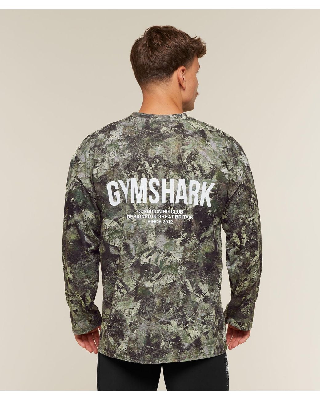 GYMSHARK Gray Conditioning Club Washed Long Sleeve T-Shirt for men
