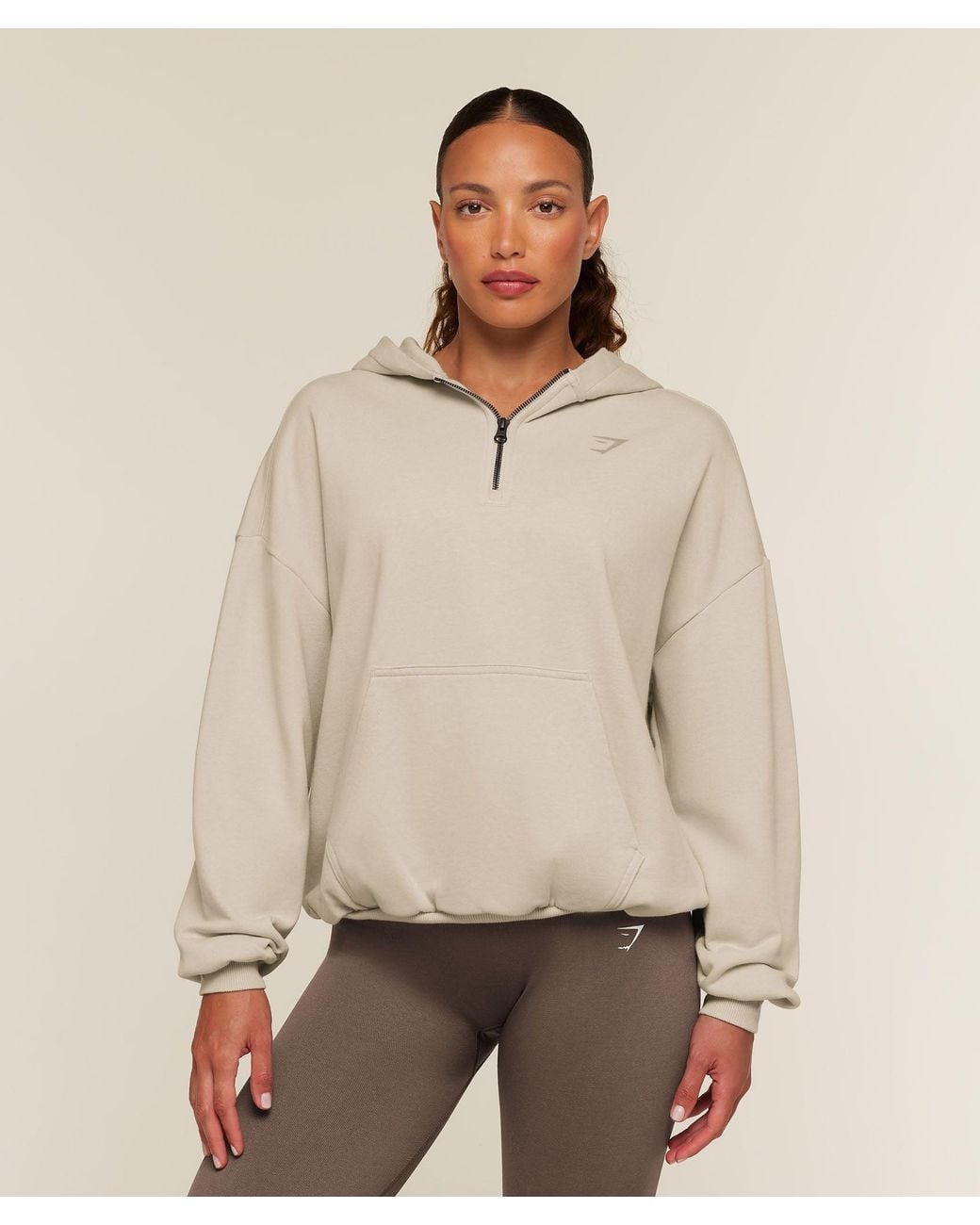 GYMSHARK Natural Power Washed 1/2 Zip Hoodie