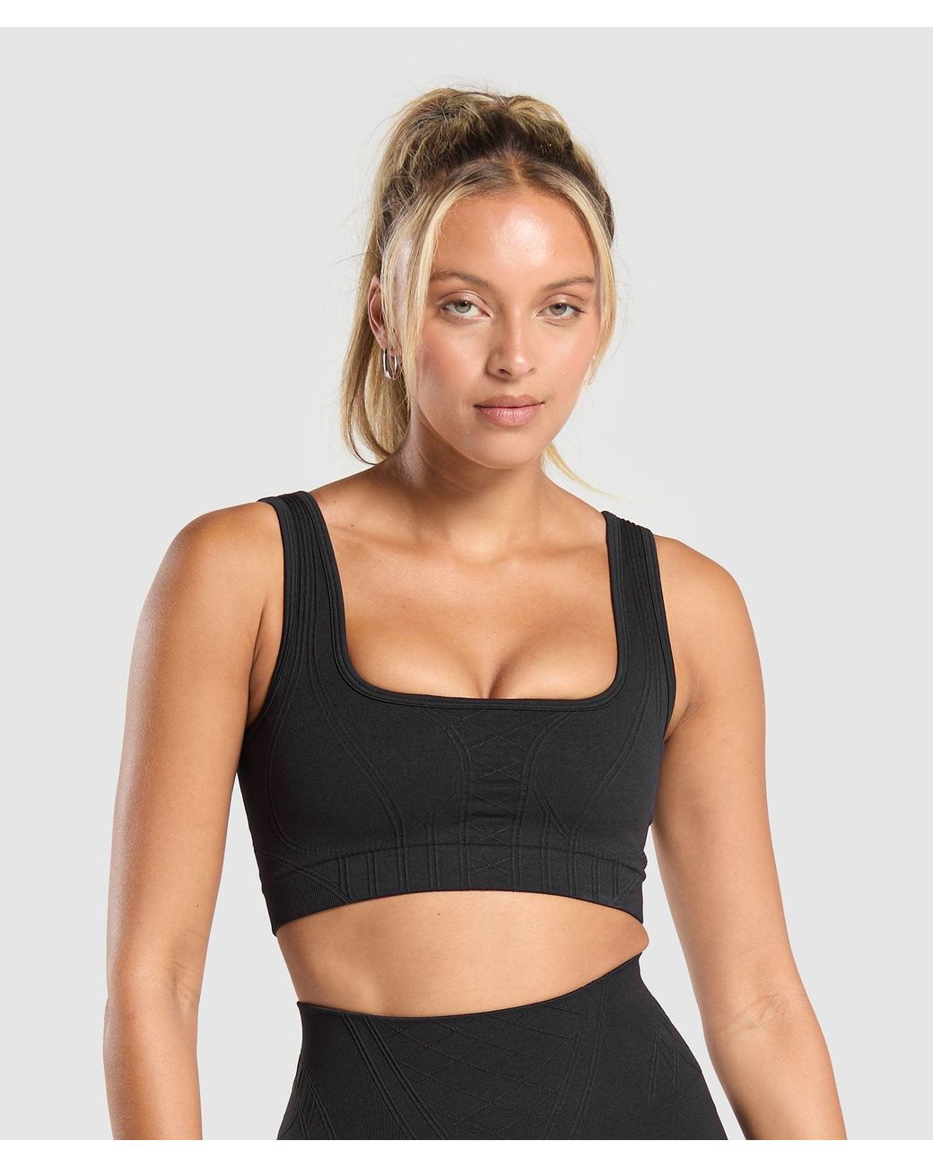 GYMSHARK Black Corset Seamless Sports Bra