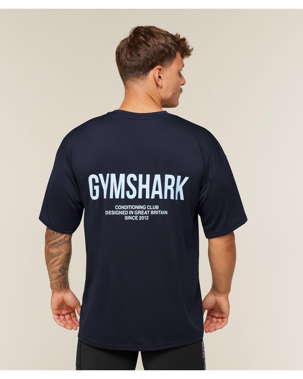 GYMSHARK Blue Conditioning Club Oversized T-Shirt for men