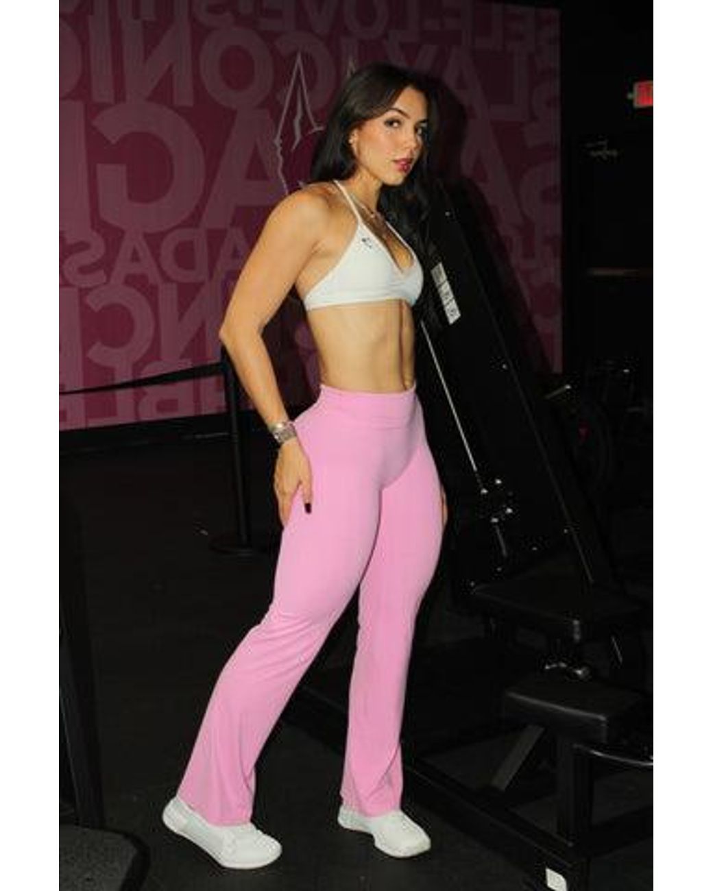 GYMSHARK Pink Whitney Mid Rise Flared Legging