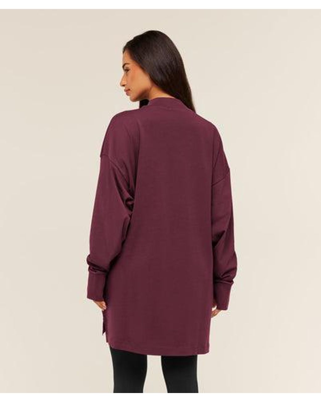 GYMSHARK Purple Covered Longline Cotton Long Sleeve Top
