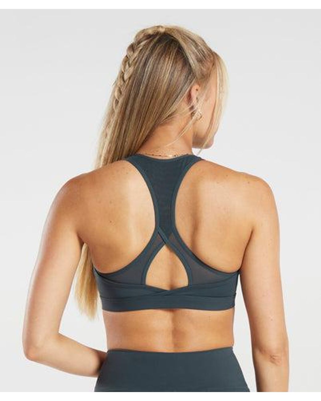 GYMSHARK Blue Crossover Sports Bra