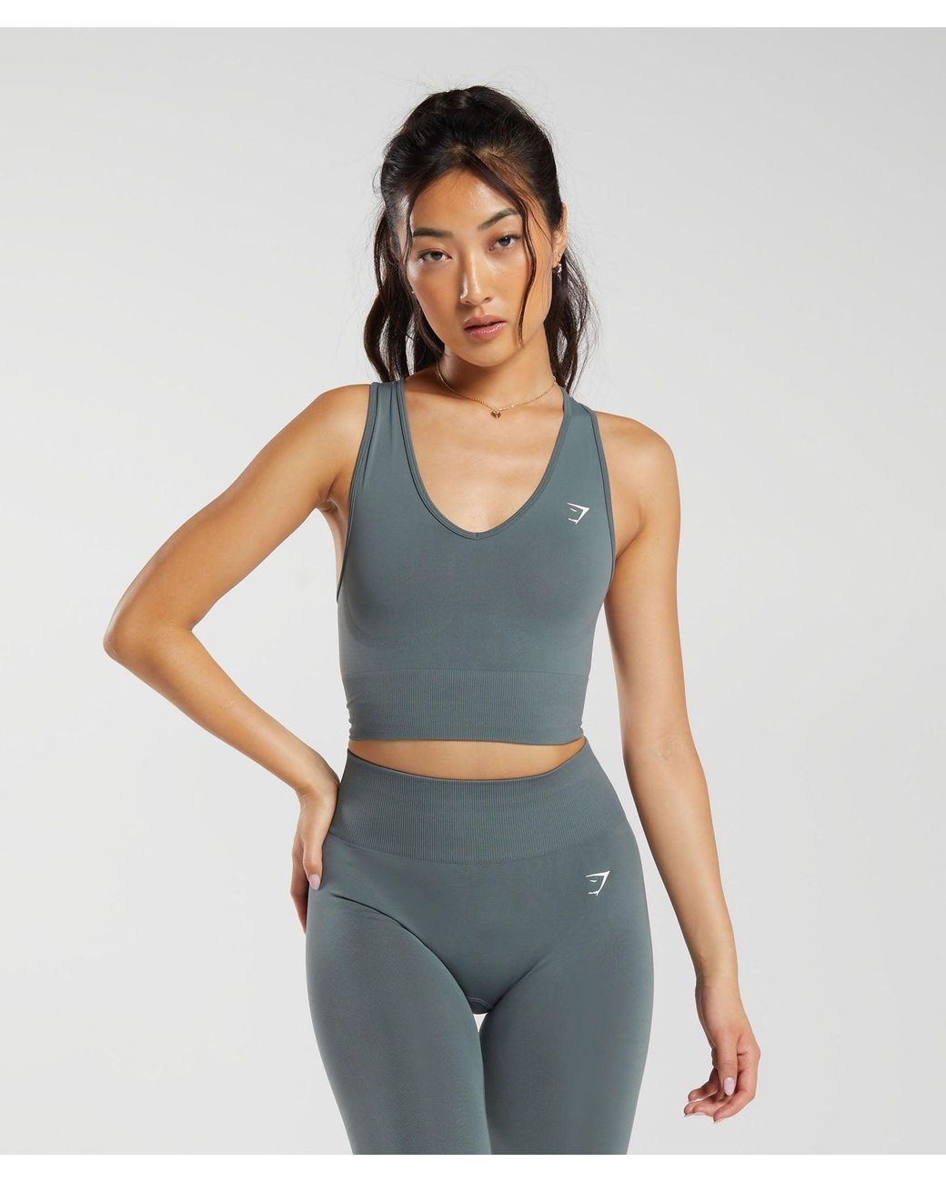 GYMSHARK Blue Everyday Seamless Crop Tank