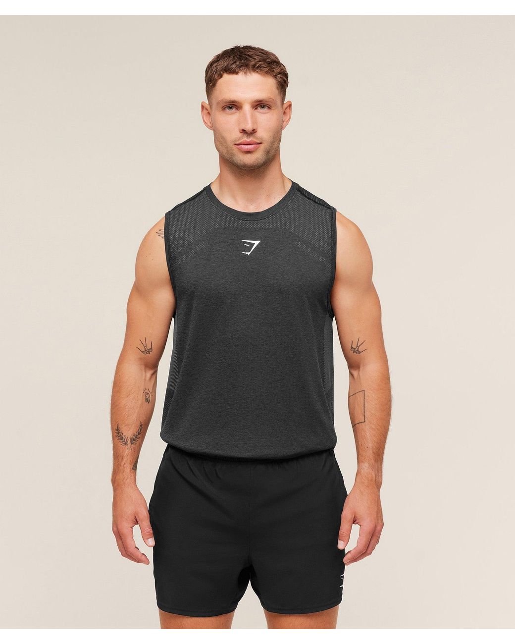 GYMSHARK Blue Lightweight Seamless Tank for men