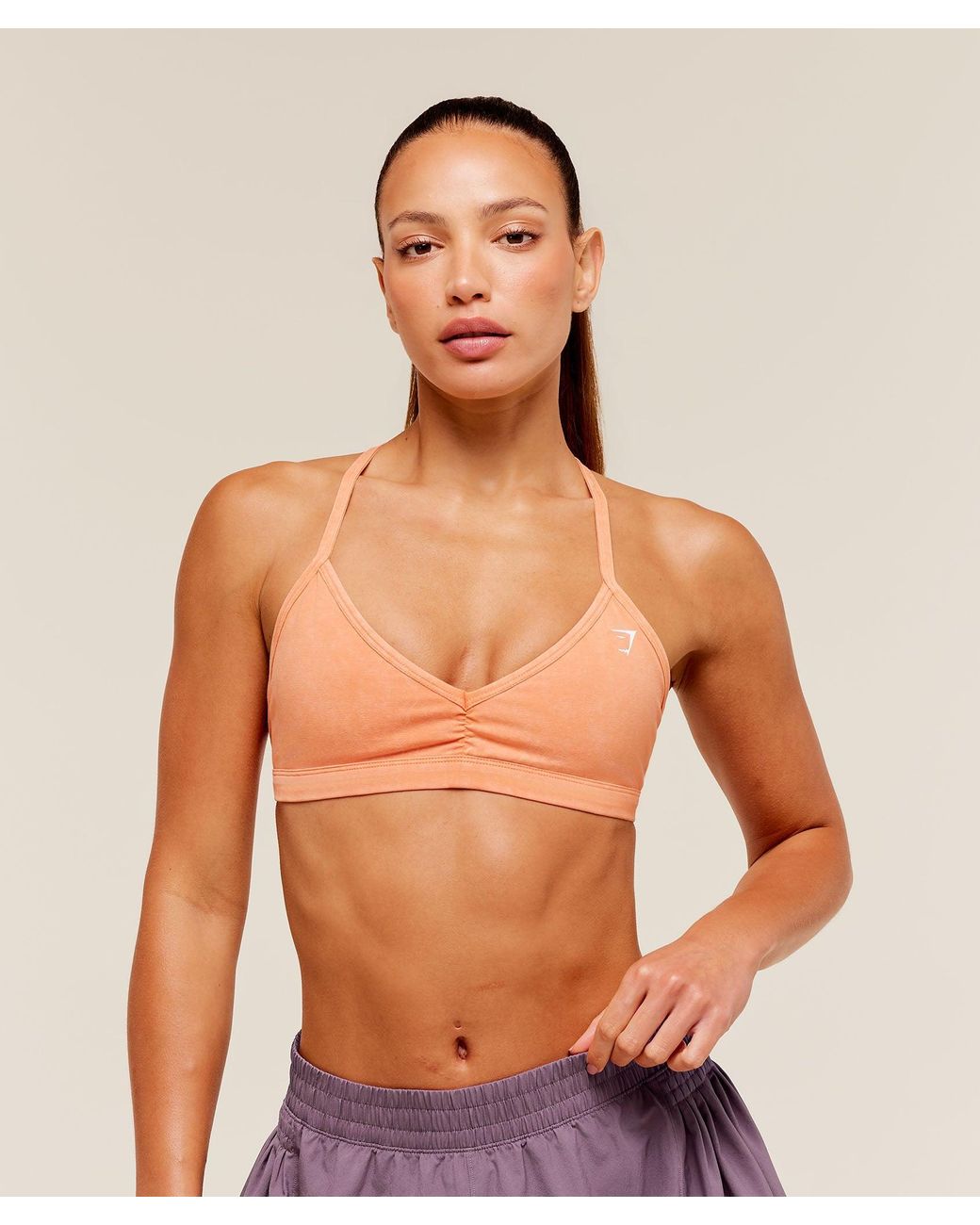 GYMSHARK Orange Washed Minimal Sports Bra