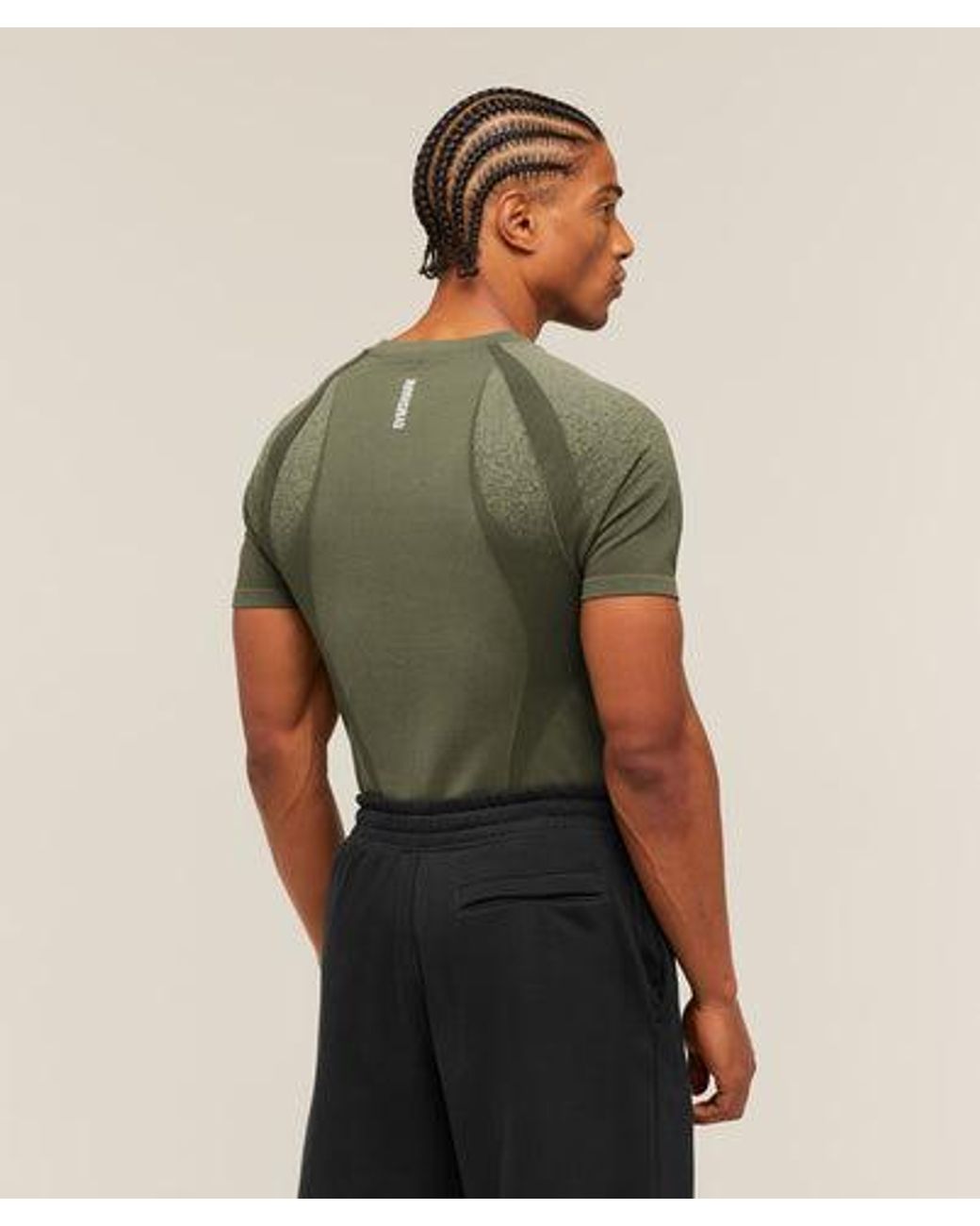 GYMSHARK Green Shadow Seamless T Shirt for men