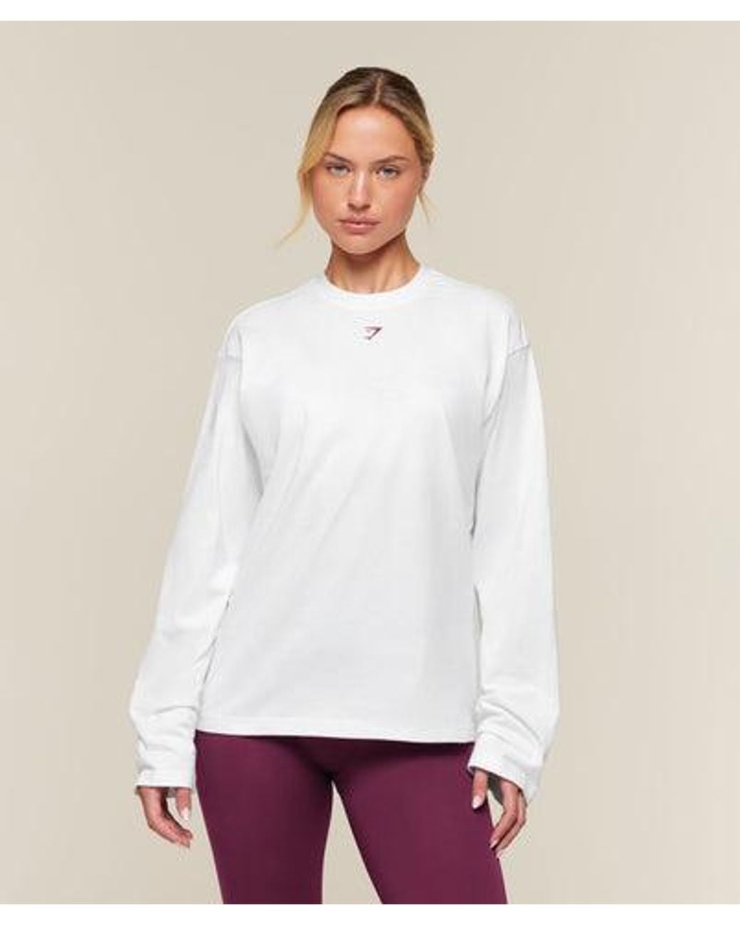 GYMSHARK White For The Ones Who Show Up Graphic Long Sleeve Top