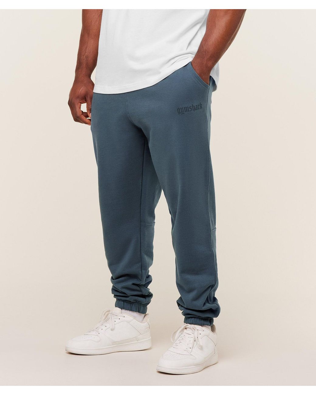 GYMSHARK Blue Olde English Joggers for men
