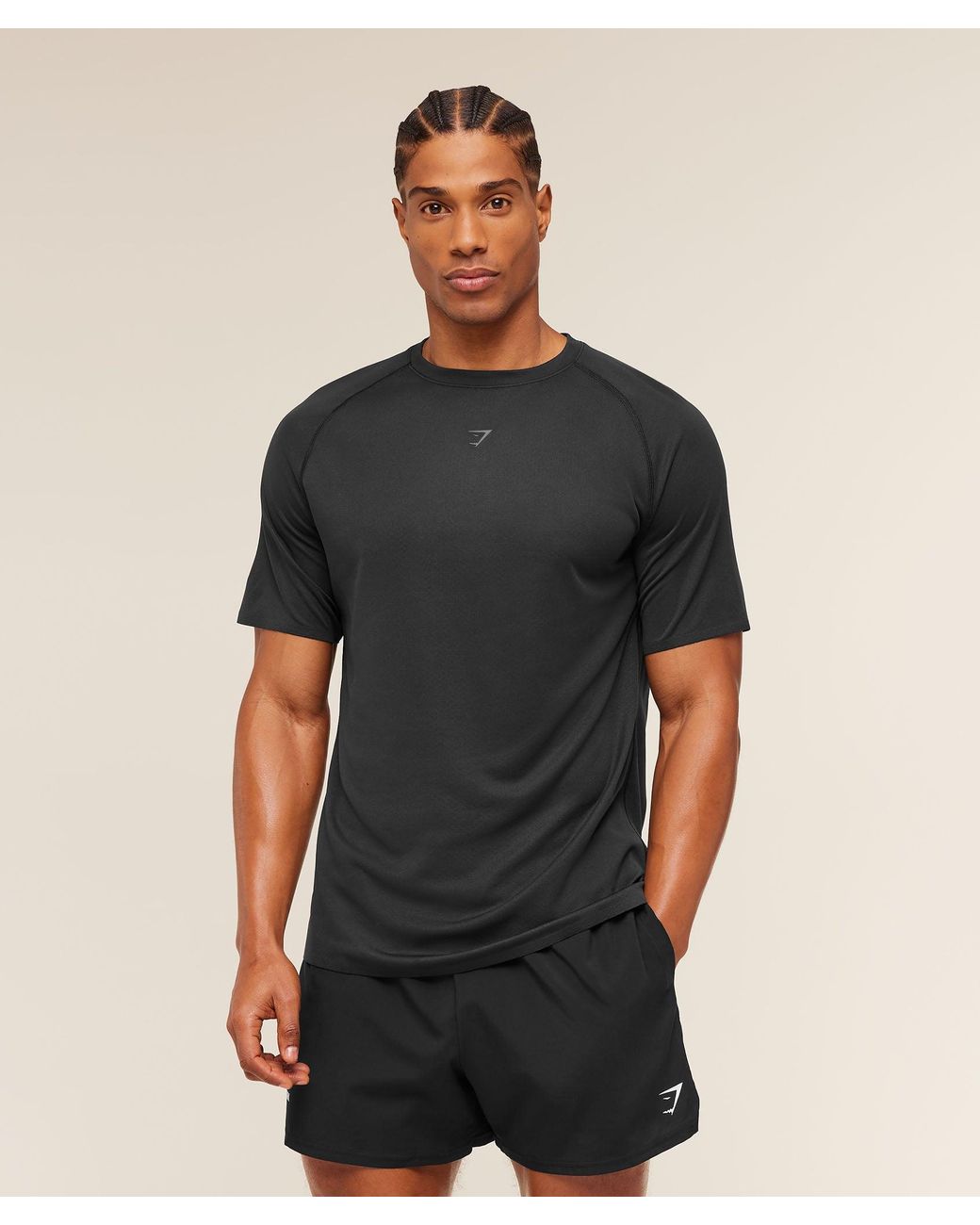 GYMSHARK Black Hybrid Engineered Jacquard T-Shirt for men